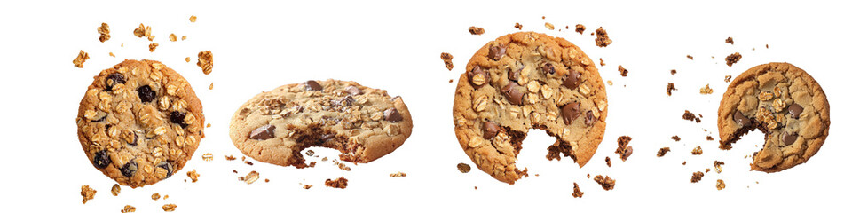 Detailed Vector Illustration of Granola Cookies with Stitched Design and Bite Marks for Culinary...