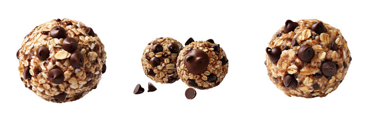 Stitched Vector Illustration of Granola Energy Balls with Chocolate Chips in Vibrant Colors