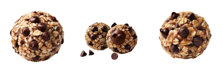 Stitched Vector Illustration of Granola Energy Balls with Chocolate Chips in Vibrant Colors