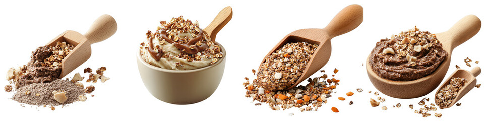 Detailed Vector Illustration of Various Granola Spreads in Modern Stitched Style