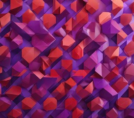 Fototapeta premium Geometric pattern featuring a mix of reds and purples with interlocking shapes , #VibrantHues, #InterlockingShapes, #GeometricPatterns
