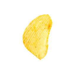 Potato chips isolated on white background.