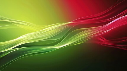 Obraz premium A vibrant abstract banner with a smooth gradient from red to green, offering energy and calm, with a sleek, polished, and modern finish.