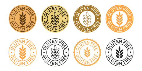 Set of Gluten Free Badges Vector Design. Gluten-Free Icon Sign.