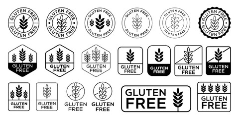 Obraz premium Set of Gluten Free Badges Vector Design. Gluten-Free Icon Sign.