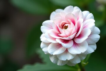 Close-up of White Ranunculus with Pink Accents , ranunculus, blooms