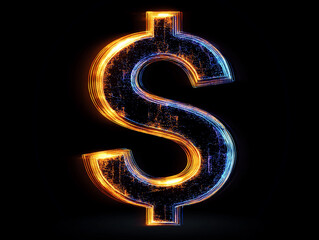 Dollar icon 3D against black background