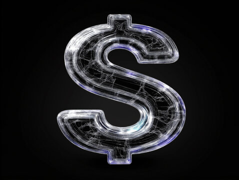 Dollar icon 3D against black background