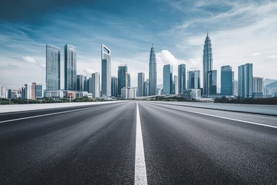 Real wide highway buildings urban city. - Powered by Adobe