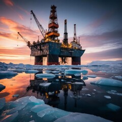 Obraz premium Arctic Drilling Rig Illuminates Frozen Discovery.jpeg