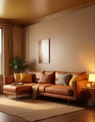 Golden lighting and warm colors in a cozy room , autumn, comfort