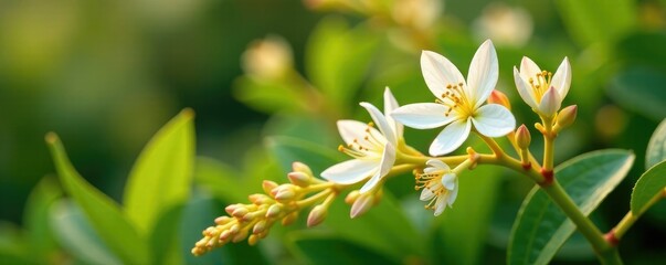 Golden shrimp plant with delicate white flowers, flower arrangement, foliage, desert plant
