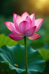 Obraz premium Delicate lotus petals unfold in morning light, serene, lotus flower