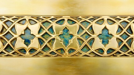 Intricate Gold and Teal Metalwork Pattern Design