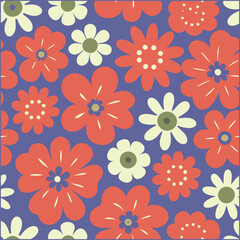 Seamless pattern, Vintage retro flowers pattern, Vector illustration,style for fabric, banners, wallpaper, posters, websites, online shopping.
