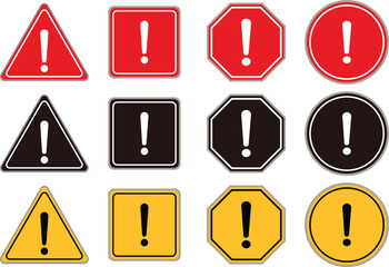 Danger warning icon set. danger and warning signs. exclamation mark icon