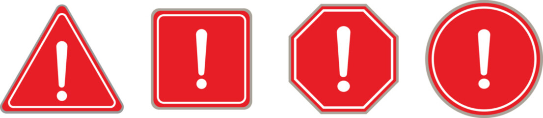 Danger warning icon set. danger and warning signs. exclamation mark icon