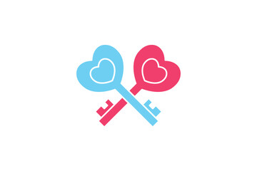 collection of heart lock icons for valentine made in flat styles