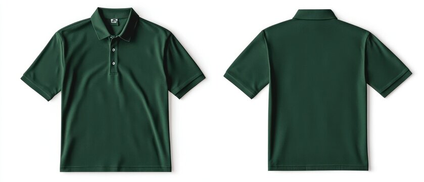 A green polo shirt displayed from the front and back views for retail presentation.