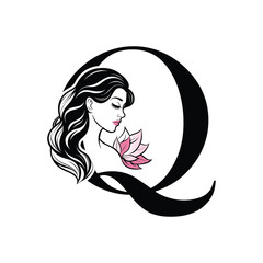Beauty Logo Initial Letter Q Card Creative Luxury Vector illustration. Letter Q Beauty Logo design