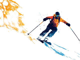 Isolated Skier in Action