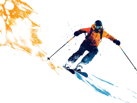 Isolated Skier in Action