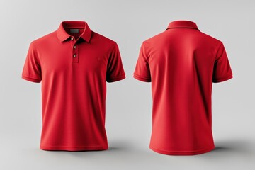 A red polo shirt displayed from the front and back for showcasing apparel design.