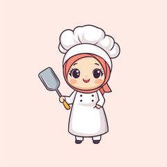 Female Chef With Hijab Vectors illustration