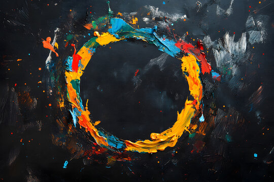 3D white circles with blue orange brush strokes isolated on black background. Elegant watercolour set. Textured effect bundle. Graphic design element grainy style for ads, big, mega, or flash sale - Powered by Adobe