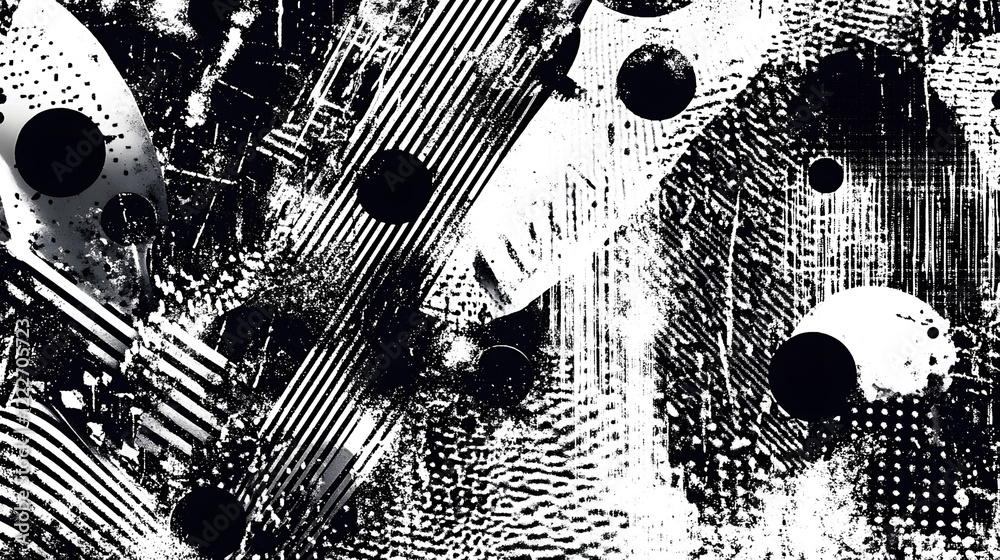 Aufkleber Mesmerizing Abstract Geometric Patterns in Monochrome Digital Artwork