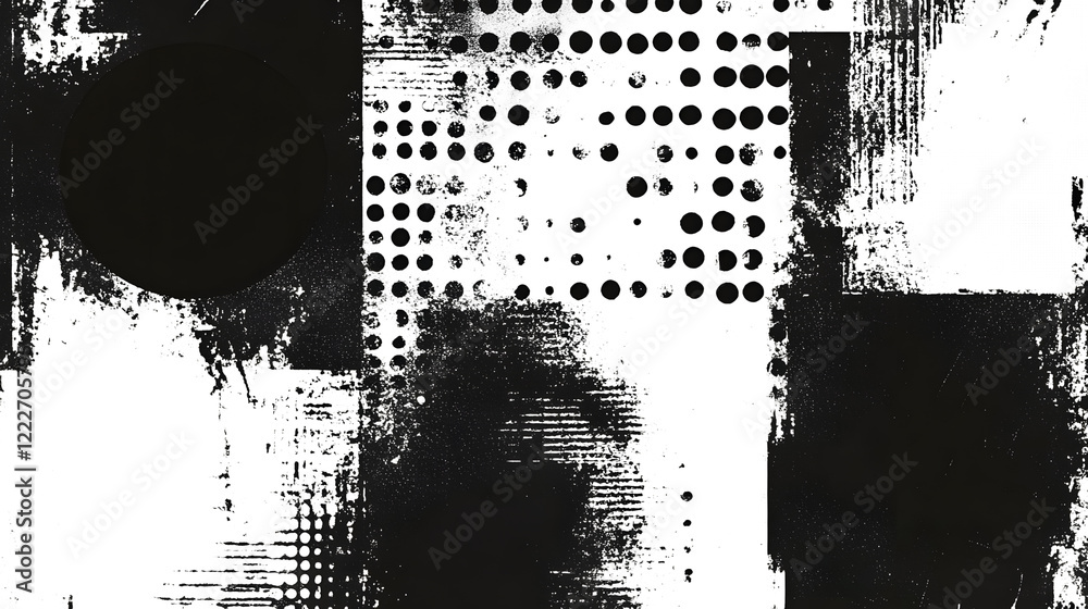 Poster Mesmerizing Abstract Monochrome Geometric Shapes and Patterns with Contrasting Lights and Shadows