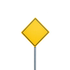 A blank yellow warning sign isolated on a dark background, ideal for caution visuals.
