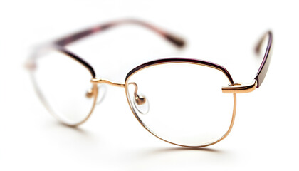 Fototapeta premium Stylish glasses with metal frame isolated on white