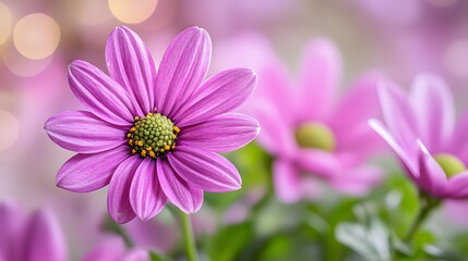 Obraz premium Closeup Vibrant Pink Osteospermum Flowers Soft Bokeh Background