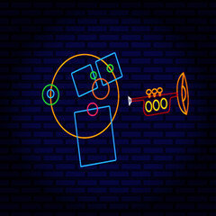 Trumpeter Jazz, neon sign in a bar. Music, Saxophone, Improvisation, Orchestra. © doran