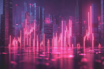 Fototapeta premium Business crisis, holographic price reduction, futuristic economic downturn, neon interface.