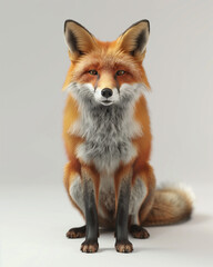 Fototapeta premium Realistic full body rendering of a fox in daylight against a white background showcasing natural colors and textures
