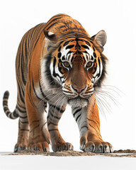Obraz premium Realistic depiction of a tiger in daylight, showcasing its strength and agility