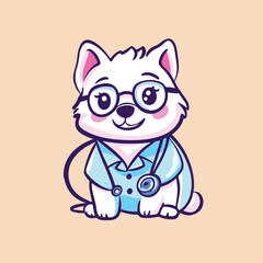 cute cartoon Dog Doctor With Stethoscope  Vector illustration