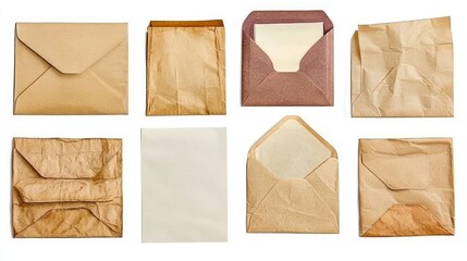 A collection of various envelopes and paper for correspondence and organization.