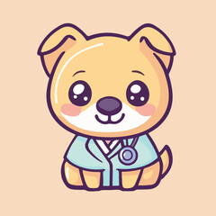 cute cartoon Dog Doctor With Stethoscope  Vector illustration