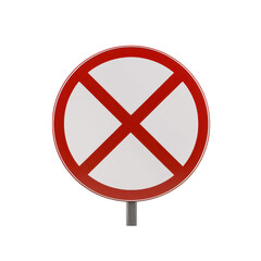 Fototapeta premium A round no entry road sign with a red border and a large white center, indicating restriction.