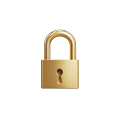 Naklejka premium A shiny golden padlock symbolizing security and protection., isolated on a transparent background.