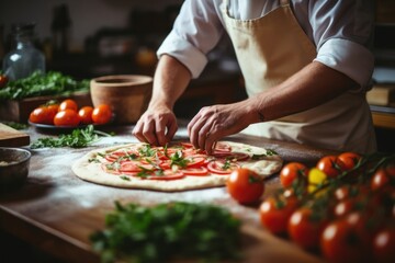 Naklejka premium Pizza pizza cooking kitchen.