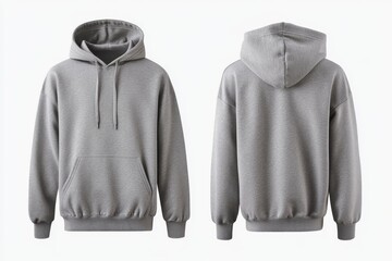 Stylish grey hoodie with front pocket and hood for casual wear and outdoor activities