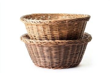 Obraz premium Two Rustic Wicker Baskets for Home Decor or Food Storage