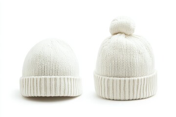 Soft white knitted hats displayed together showcasing different styles and textures for winter fashion
