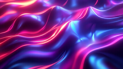 Obraz premium Futuristic 3D design of glowing neon wavy lines in abstract minimalism, creating a smooth, modern look 