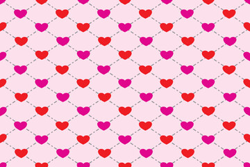 Valentine's Day | Seamless pattern Red Heart, Pink Heart, Cherry Heart | Design for pillow, blanket, rug, carpet, fabric, fashion, clothing, wallpaper, accessory