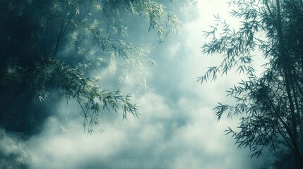 Naklejka premium A monochromatic watercolor painting of bamboo,